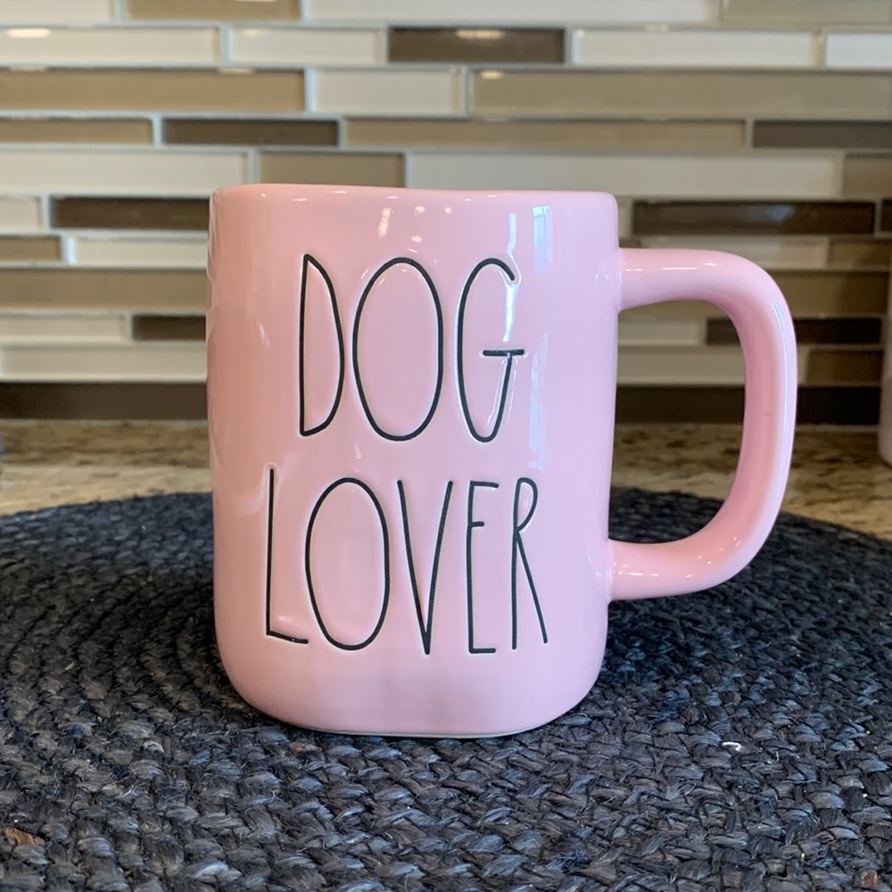 Rae Dunn pink DOG LOVER pink mug
